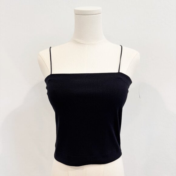 NWT American Eagle Bungee Strap Cropped Tank Top Basic Black AE Casual New Large - Picture 3 of 10